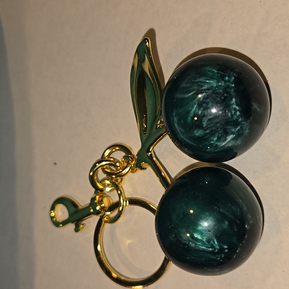 Cherry Keychain Featuring Green Marble Cherries